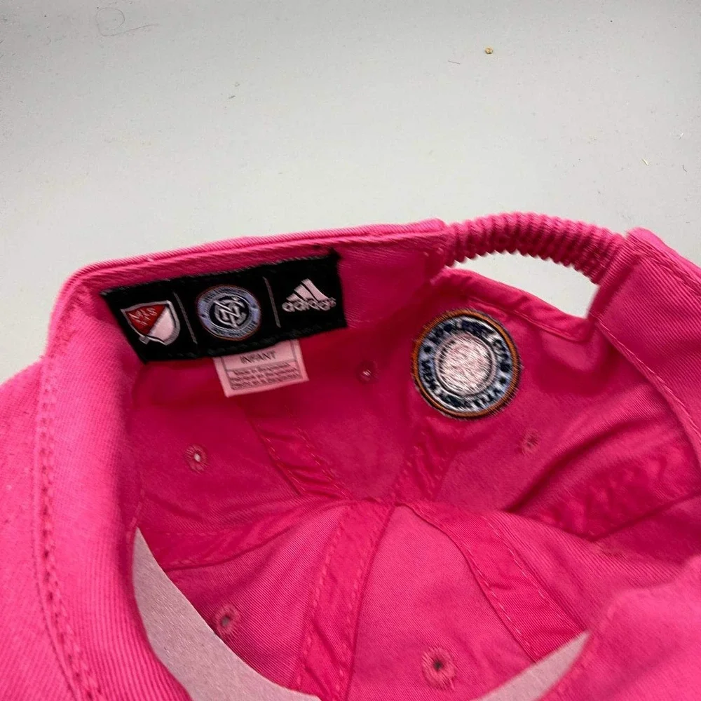 New York City FC Hat Kids Infant Pink Adidas MLS Stretch Strap Back Cap New‎
